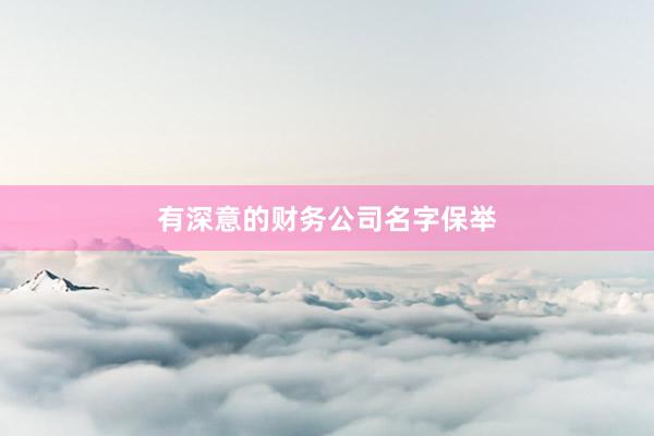 有深意的财务公司名字保举